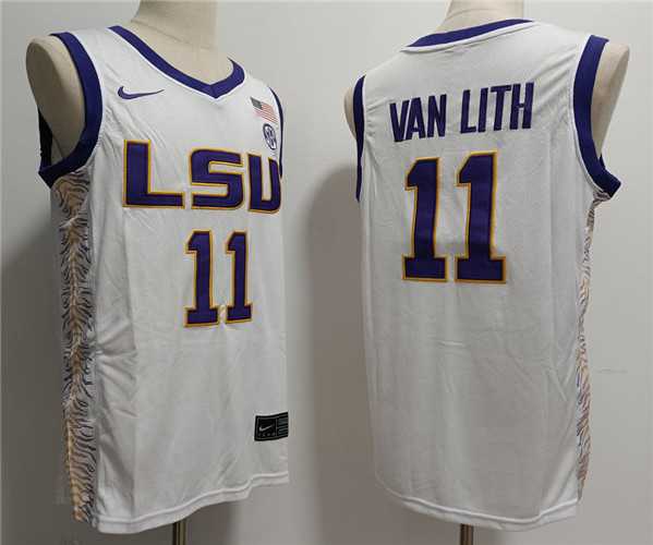 Mens LSU Tigers #11 Hailey Van Lith White Stitched Jersey->college and high school->NBA Jersey